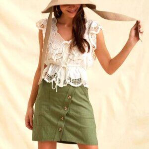 Anthropologie Crossover Waist Utility Mini Skirt - Size 14 (NWT)